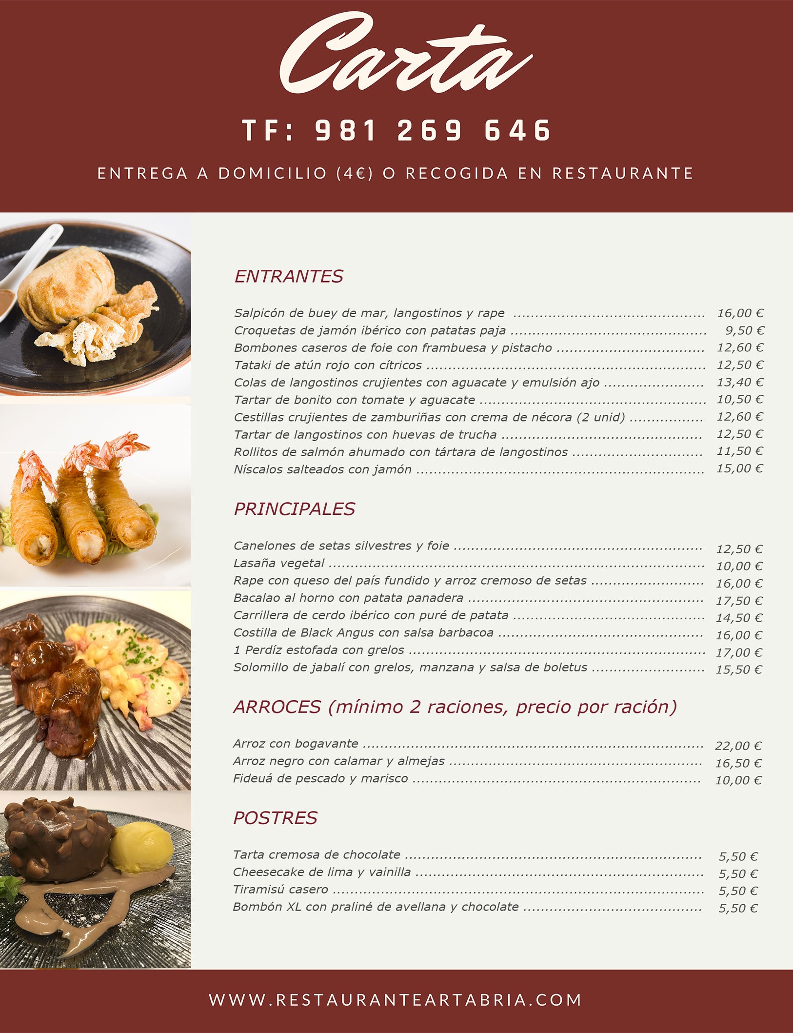 Comida para llevar en A Coruña | Restaurante Artabria